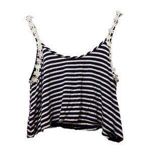 Vintage Charlotte Russe Striped Flower Straps Tank Top